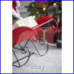 39x17.7x22H Iron Red/Black Sleigh Large, Distressed Christmas Santa Sleigh