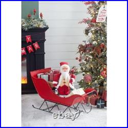 39x17.7x22H Iron Red/Black Sleigh Large, Distressed Christmas Santa Sleigh