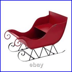39x17.7x22H Iron Red/Black Sleigh Large, Distressed Christmas Santa Sleigh