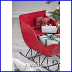 39x17.7x22H Iron Red/Black Sleigh Large, Distressed Christmas Santa Sleigh