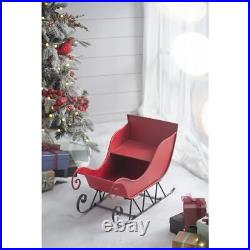39x17.7x22H Iron Red/Black Sleigh Large, Distressed Christmas Santa Sleigh