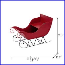 39x17.7x22H Iron Red/Black Sleigh Large, Distressed Christmas Santa Sleigh