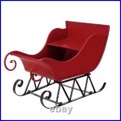 39x17.7x22H Iron Red/Black Sleigh Large, Distressed Christmas Santa Sleigh