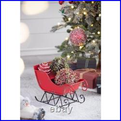 39x17.7x22H Iron Red/Black Sleigh Large, Distressed Christmas Santa Sleigh