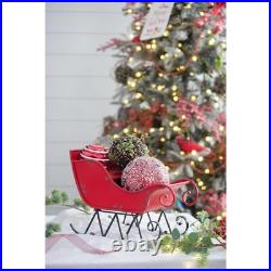 39x17.7x22H Iron Red/Black Sleigh Large, Distressed Christmas Santa Sleigh
