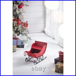 39x17.7x22H Iron Red/Black Sleigh Large, Distressed Christmas Santa Sleigh