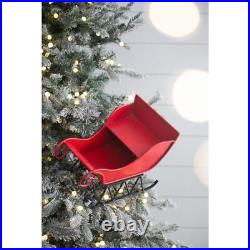 39x17.7x22H Iron Red/Black Sleigh Large, Distressed Christmas Santa Sleigh