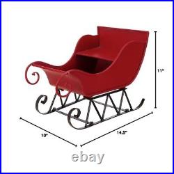 39x17.7x22H Iron Red/Black Sleigh Large, Distressed Christmas Santa Sleigh