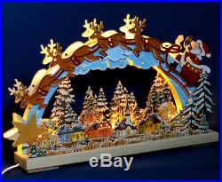 3D LED Holz Schwibbogen 43cm handbemalt Santa Claus Weihnachtsmann Erzgebirge