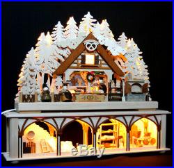 3D LED Schwibbogen Weihnachtsbäckerei mit Sockel 50cm Mehlkammer Erzgebirge