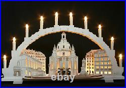 3D Schwibbogen 10 Kerzen 70cm Frauenkirche Dresden & Augustusbrücke Erzgebirge