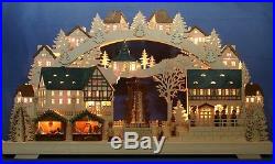 3D-Schwibbogen 68x39cm Weihnachtsmarkt mit elektrischer Pyramide Erzgebirge Neu