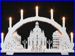 3D-Schwibbogen 7 Kerzen Frauenkirche Dresden 53cm Erzgebirge Lichterbogen Neu