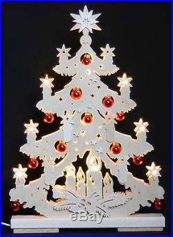 3D-Schwibbogen LED Tanne Tannenbaum mit Kugeln 44cm Erzgebirge Weihnachten Holz