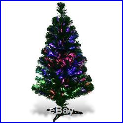 3Ft Pre-Lit Fiber Optic Artificial PVC Christmas Tree Tabletop with Plastic Stand