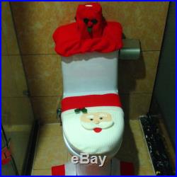 3PCS Fancy Santa Toilet Seat Cover & Rug Bathroom Set Christmas Xmas Decoration