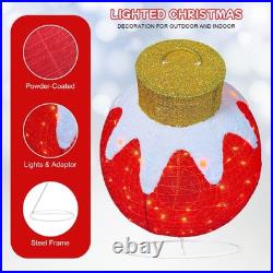 3PC Lighted Pop-Up Outdoor Christmas Ornament Set, Holiday Decoration 240 Lig