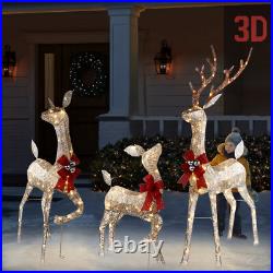3Piece Prelit Christmas Deer Family Set Outdoor Yard Decorations with 240 Lights