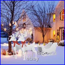 3.4FT Lighted Christmas Reindeer Storage Sled Pre-Lit Gold Decorations for Yard