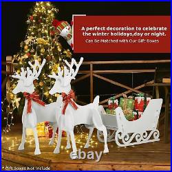 3.4FT Lighted Christmas Reindeer Storage Sled Pre-Lit Gold Decorations for Yard