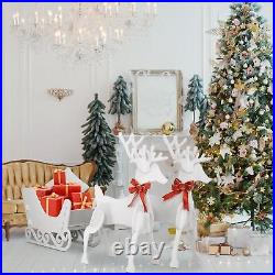 3.4FT Lighted Christmas Reindeer Storage Sled Pre-Lit Gold Decorations for Yard