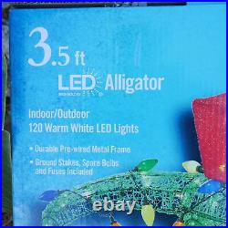 3.5 ft 120-Light LED Alligator Yard Sculpture Outdoor Christmas Decor Tropical