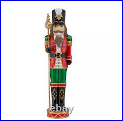 3.5 ft. LED Nutcracker with Staff Holiday Porch Greeter