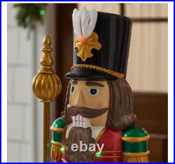 3.5 ft. LED Nutcracker with Staff Holiday Porch Greeter