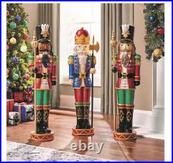 3.5 ft. LED Nutcracker with Staff Holiday Porch Greeter
