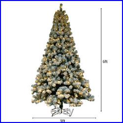 3/6/7FT Snow-Flocked Pine Realistic Artificial Holiday Christmas Tree with Stand