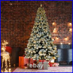 3/6/7FT Snow-Flocked Pine Realistic Artificial Holiday Christmas Tree with Stand