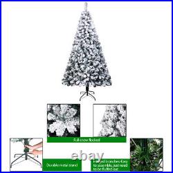 3/6/7FT Snow-Flocked Pine Realistic Artificial Holiday Christmas Tree with Stand