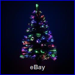 3-7ft Pre-Lit Fiber Optic Artificial Christmas Tree LED Multicolor Lights Stand