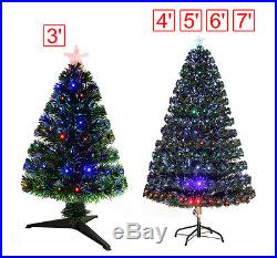 3-7ft Pre-lit Fiber Christmas Tree Artificial Optic Home Christmas Decoration