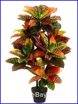 3' Artificial Croton Plant in Pot (Pack of 2) Outdoor UV Topiary Tree Silk Palm