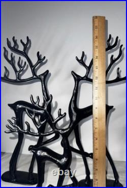 3 Black cast Metal Deer Sculpture pottery barn Minimalist reindeer Christmas