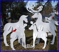 3-D Christmas Reindeer Yard Art, 4 Piece Set of Christmas Reindeer Outdoor Decor