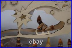 3-D German Wood German Schwibbogen Winterkinder Kirche Double Arch lights IOB