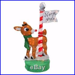 3 FT ANIMATED LIGHTED RUDOLPH NORTH POLE OUTDOOR CHRISTMAS Yard Decor PRELIT