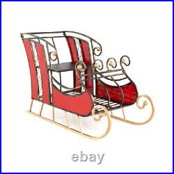 3 FT Christmas Metal Sleigh Decoration Santa Sleigh with 2-Tier Storage Shelf