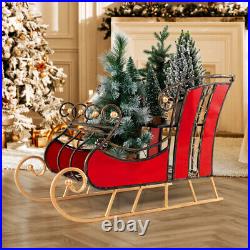 3 FT Christmas Metal Sleigh Decoration Santa Sleigh with 2-Tier Storage Shelf