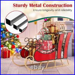 3 FT Christmas Metal Sleigh Decoration Santa Sleigh with 2-Tier Storage Shelf