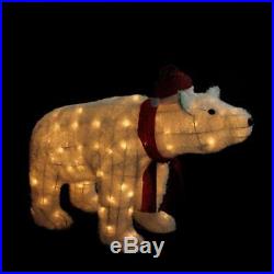 3 FT LED LIGHTED GLITTERED POLAR BEAR OUTDOOR CHRISTMAS Yard Decoration PRELIT