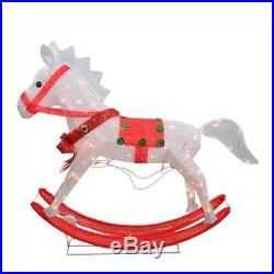 3 Ft ANIMATED LIGHTED ROCKING HORSE OUTDOOR CHRISTMAS Yard Decoration PRE-LIT