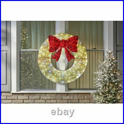 3' Giant Christmas Wreath LED Lights Holiday Window Outdoor Yard Decoration