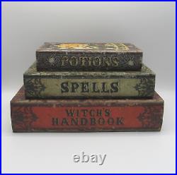 3 Halloween Witch's Handbook Spells & Potions Retro Style Faux Books Stash Boxes
