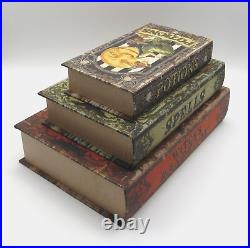 3 Halloween Witch's Handbook Spells & Potions Retro Style Faux Books Stash Boxes