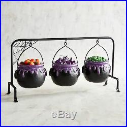 3 Hanging Cauldron Halloween Spider Web Serving Bowls Set NWT Pier 1 SOLD OUT