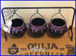 3 Hanging Cauldron Halloween Spider Web Serving Bowls Set NWT Pier 1 SOLD OUT