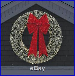 3' Holiday Wreath with Bow Christmas Decorations Lighted Outdoor Display Yard Art